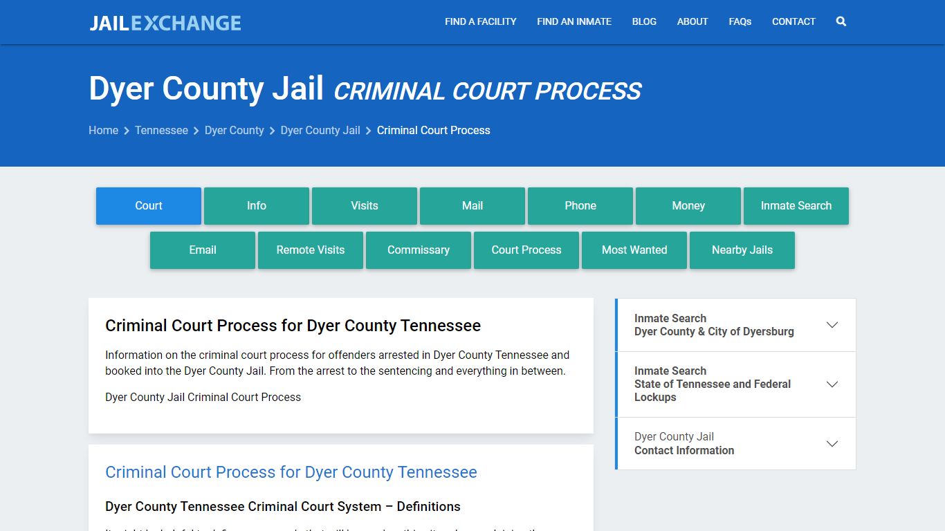 Dyer County Jail Criminal Court Process - Jail Exchange